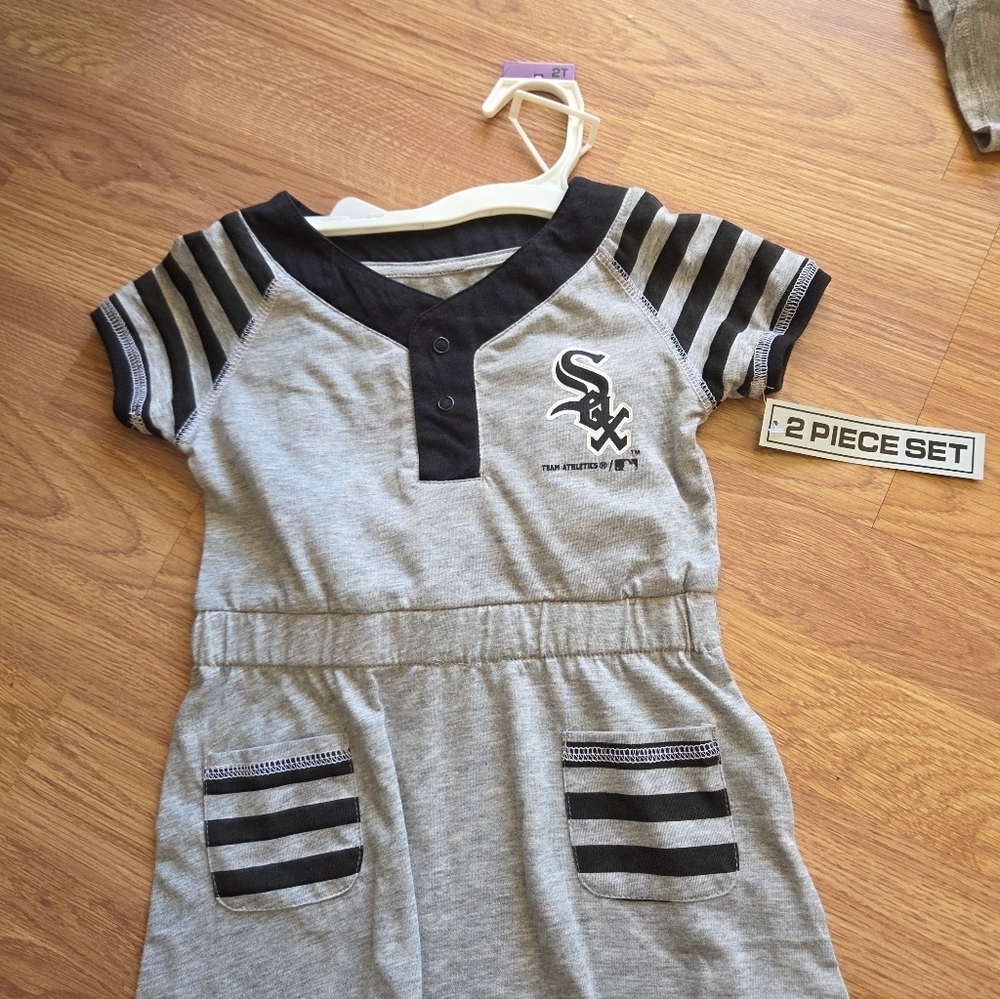 MLB Chicago White Sox Dress 2T NWT 2PC Black and Gray Baseball - Picture 4 of 5